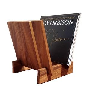 NIB LUNO Walnut & Brass Vinyl Record Holder